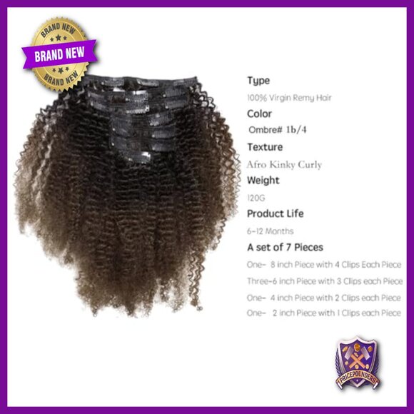 18 Inch Clip-In Human Hair Extensions Afro Kinky Curly Remy Virgin Hair main image 5